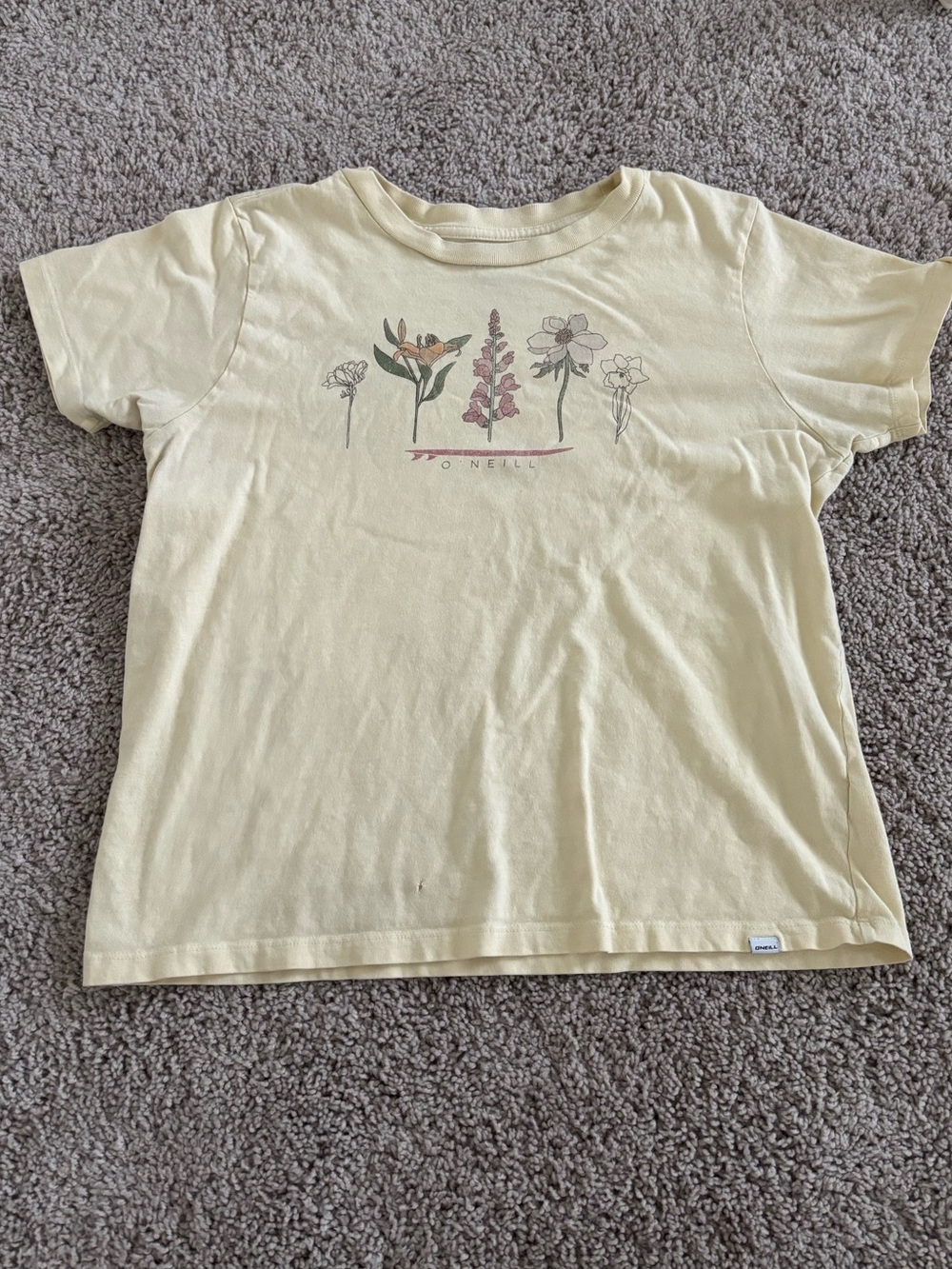 O'Neill Pale Yellow Floral Short Sleeve Tee